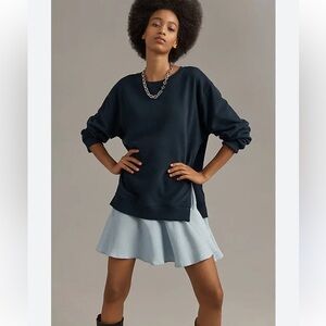 Maeve Long Sleeve Twofer Mini Dress Navy Sweatshirt, oversized XS MSRP $128
